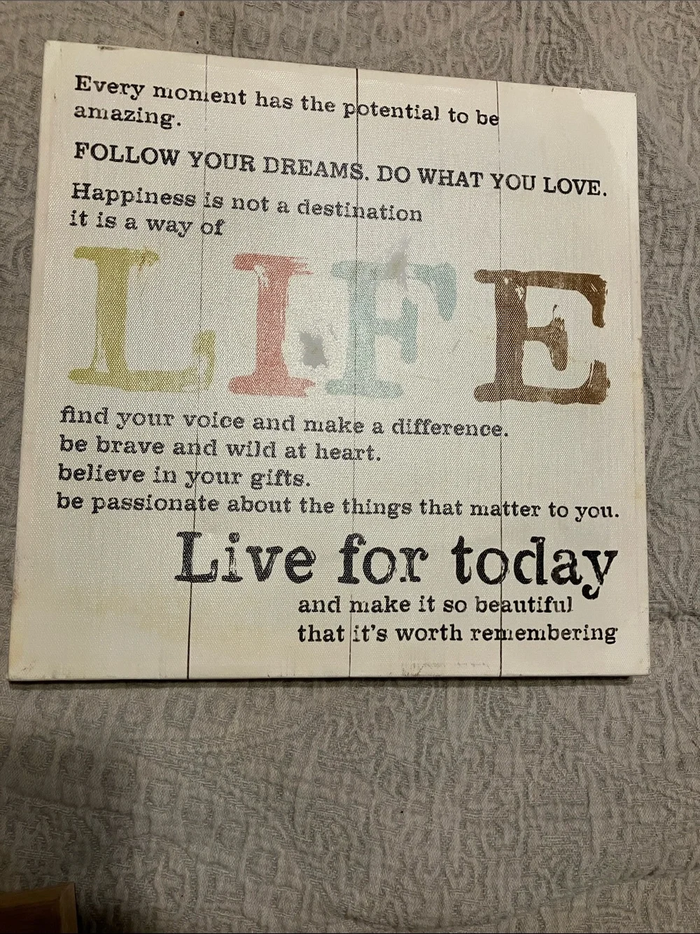 Life Inspirational Wall Art Sign - Multi-Color Text